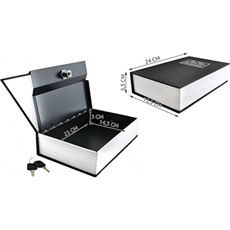 Redfink Buchtresor Buchsafe - Versteckter Tresor im Buchdesign für Wertsachen, robustes Metallgehäuse, Schlüsselverschluss, Buchdesign (variiert je nach Verfügbarkeit) – Bild 3