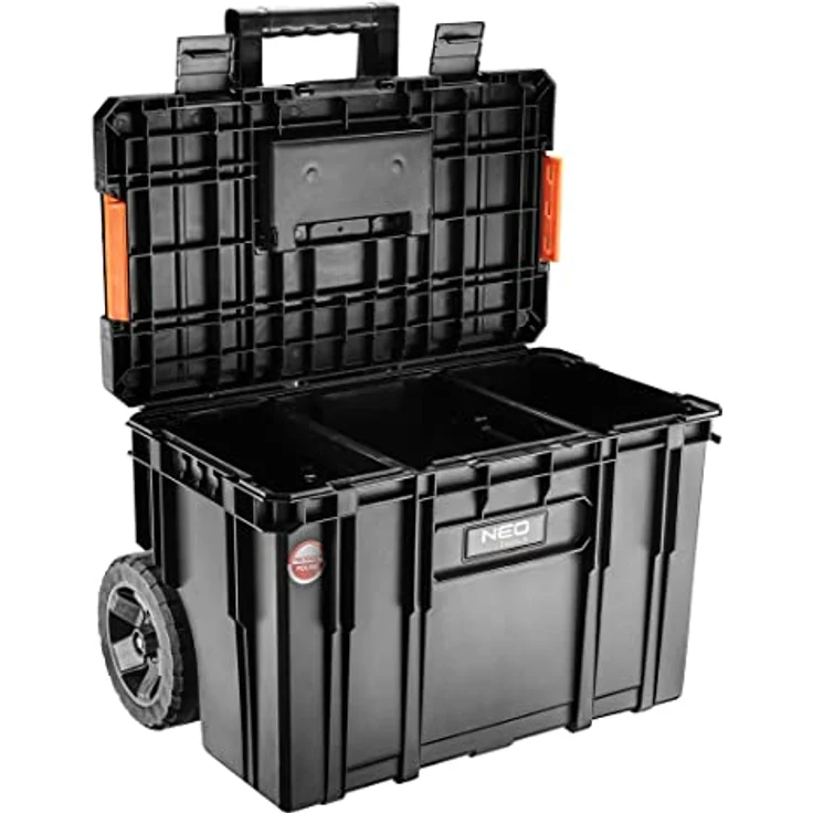NEO TOOLS Modulbox auf Rädern, verstellbarer Teleskopgriff, belastbar bis 35 kg, Maße 530 x 385 x 690 mm – Bild 2
