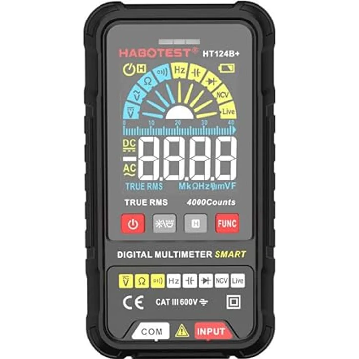 Habotest HT124B+, Digitales Universal Multimeter (CAT III 600V) mit hohem Messbereich, Live-Test-Funktion und Taschenlampe – Bild 3