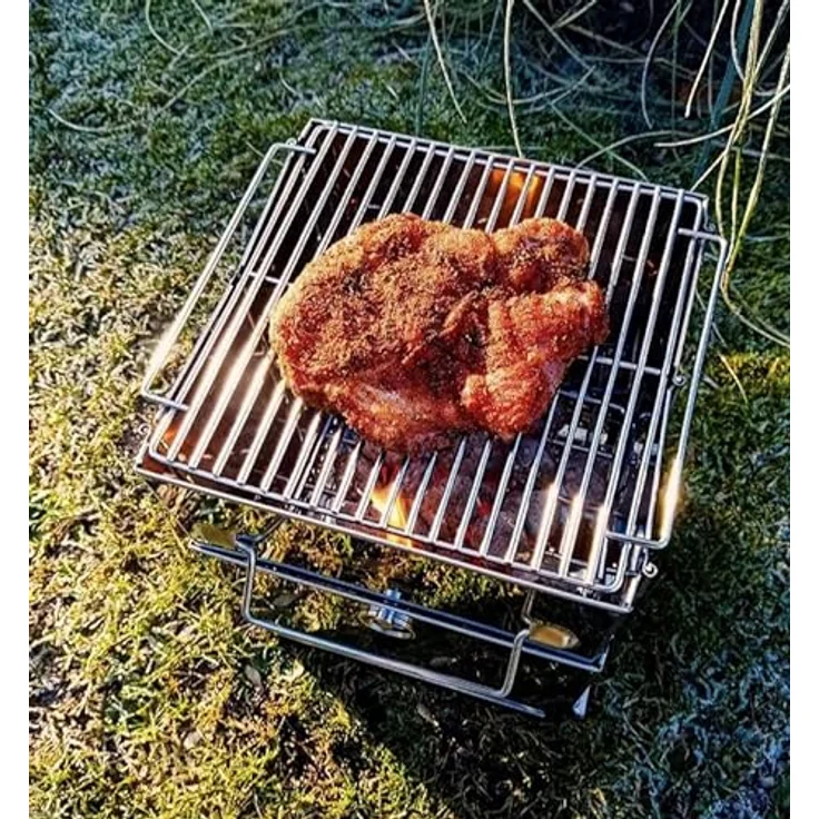 CampFeuer Edelstahl Faltgrill | 22 x 20,5 x 27 cm | Klappgrill | Campinggrill für Hiking und Outdoor | Klappbarer Grill zum Mitnehmen, mobiler Taschengrill, Camping-Grill transportabel – Bild 2
