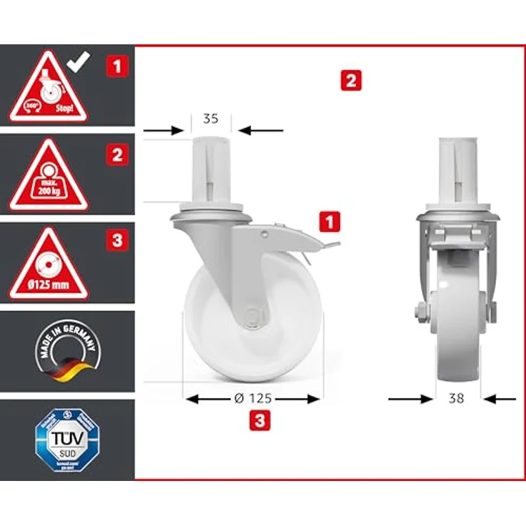 ALTEC Aluminium Fahrgerüst Rollfix 2.0 mit Ø125mm Rollen&Dreieckausleger, Made in Germany, maximale Arbeitshöhe 10 Meter – Bild 9