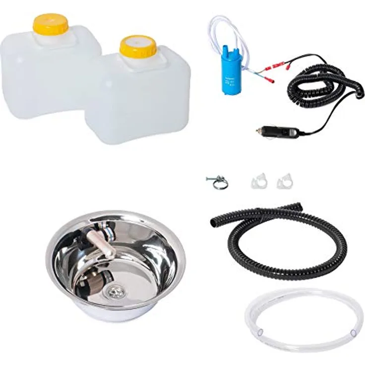 ad-ideen Miniküche Campingküche London, Bausatz mit Waschbecken und batteriebetriebener 12V Tauchpumpe, 265x160x100mm