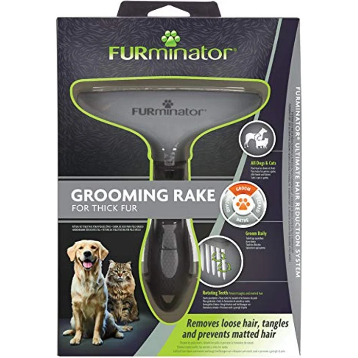 Furminator Harkenkamm für langhaarige Hunde und Katzen - Bürste zur Vorbeugung von Knoten und verfilzten Haaren, ergonomischer rutschfester Griff – Bild 2