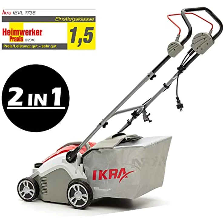 IKRA Elektro Vertikutierer Rasenlüfter IEVL 1738 Fangkorb 50l Arbeitsbreite 38cm Arbeitstiefe einstellbar 1.700W – Bild 2