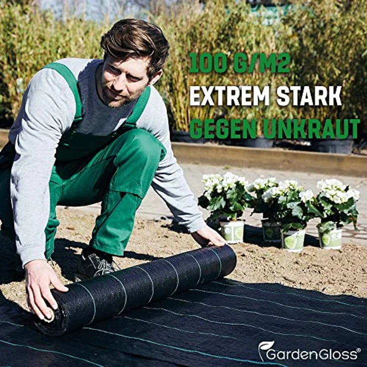 GardenGloss Anti-Unkrautgewebe 10m², 100g/m², wasserdurchlässig und reißfest, UV-stabil, gefaltet (5m x 2m) – Bild 3