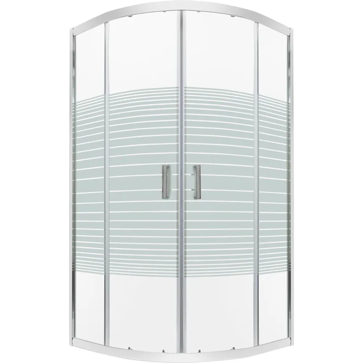 Kerra Madera Str SOLO 90x90 Duschkabine, transparentes 5mm ESG Sicherheitsglas mit weißen horizontalen Streifen, chromfarbene Aluminiumprofile