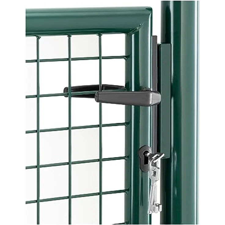 Wiesenfield Gartentor Metall Stahl 107.5 x 196 cm, Grüne Pulverbeschichtung, Abschließbar, Komplettset – Bild 3
