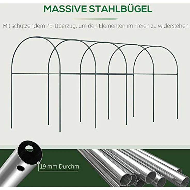 Outsunny Tomatengewächshaus, Winddichtes Foliengewächshaus, Tomatenhaus zur Anzucht, Tomatendach, Gewächshaus für Garten, Balkon, Stahl, PE, Weiß, 4 x 1,2 x 1,7m - Preisvergleich – Bild 5