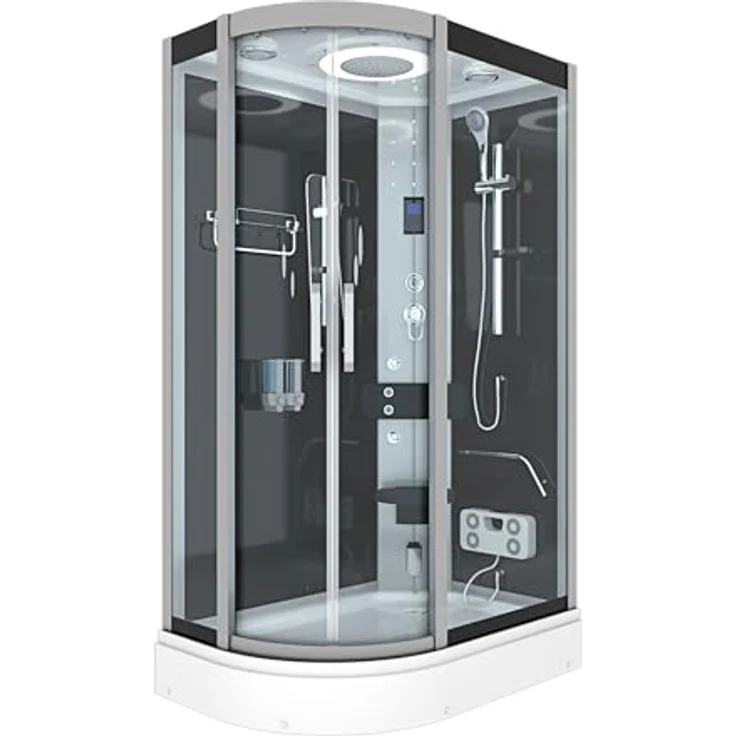 AcquaVapore D60-73T2L-EC Duschtempel, Dampfdusche mit 8 Massagedüsen, Schwarz, 120x80 cm – Bild 8