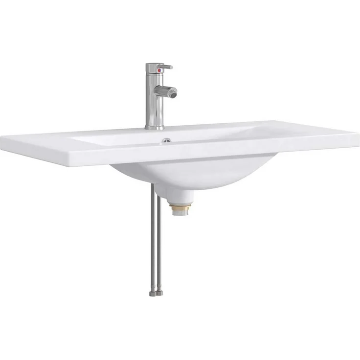 vidaXL Waschbecken 81 x 40 x 17,5 cm, Badezimmer-Waschbecken aus Metall mit Wasserhahn und schnellem Ablaufsystem, Chrom