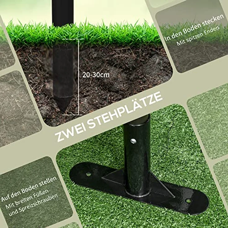 JTI GmbH Gartenzaun Steckzaun dekorativ 93 x 150 cm, Teichzaun mit Fuß für Balkon Terrasse in Braun, aus robustem Stahl mit PE-Beschichtung – Bild 6