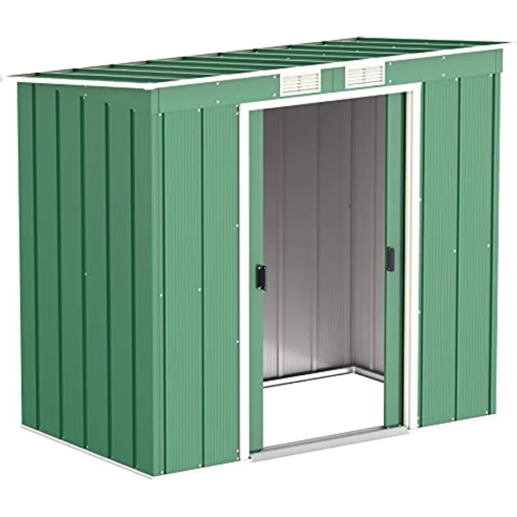 Duramax ECO 6 x 4 (2.17 m²) Metallgerätehaus mit Steildach, Gartenhaus aus feuerverzinktem Metall - Geräteschuppen, robuste und verstärkte Dachkonstruktion, wetterfester Metallschuppen, Grün – Bild 3