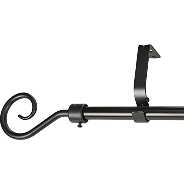 GARDINIA Gardinenstangen-Set "Hook", Komplettstilgarnitur inkl. Befestigungsmaterial, Gardinenstange ausziehbar, 130-240 cm, Schwarz - Preisvergleich – Bild 1