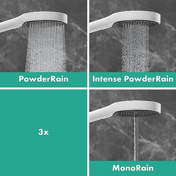 Hansgrohe Rainfinity Brauseset 130, 3-Strahl Handbrause mit S Puro Duschstange 650 mm, Graphit, inklusive Duschschlauch und Montagematerial – Bild 5