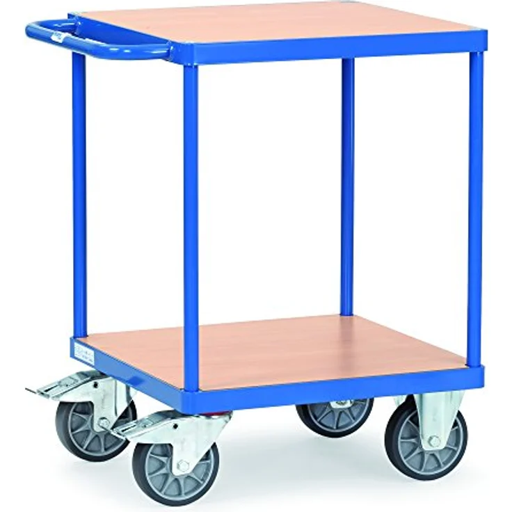 FETRA Transportwagen Tischwagen 2496, 2-etagiger Holzplattformwagen mit 500 kg Tragfähigkeit, brilliantblau – Bild 2
