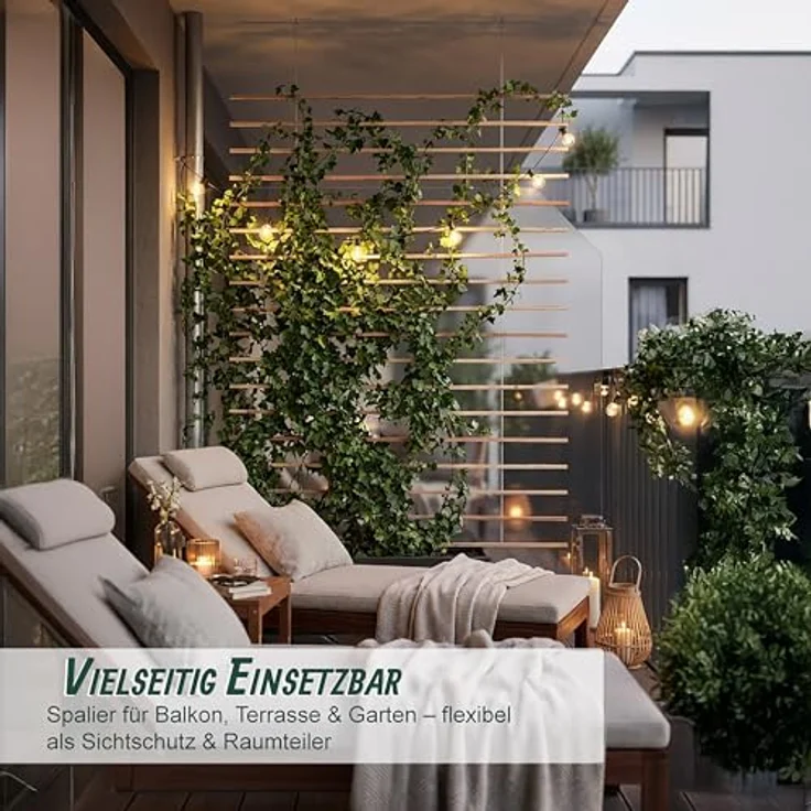 Relaxdays Wandspalier für Kletterpflanzen, 200x100 cm, naturbelassenes Tannenholz als Kletterhilfe und Sichtschutz, vielseitig einsetzbar – Bild 3