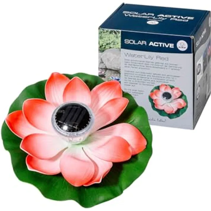FIAP SOLAR ACTIVE WaterLily WHITE, schwimmende Seerose mit Solarbeleuchtung, LED, inkl. Akkubatterie, Teichbeleuchtung für Gartenteich und Pool, weiß, leuchtet in 7 Farben