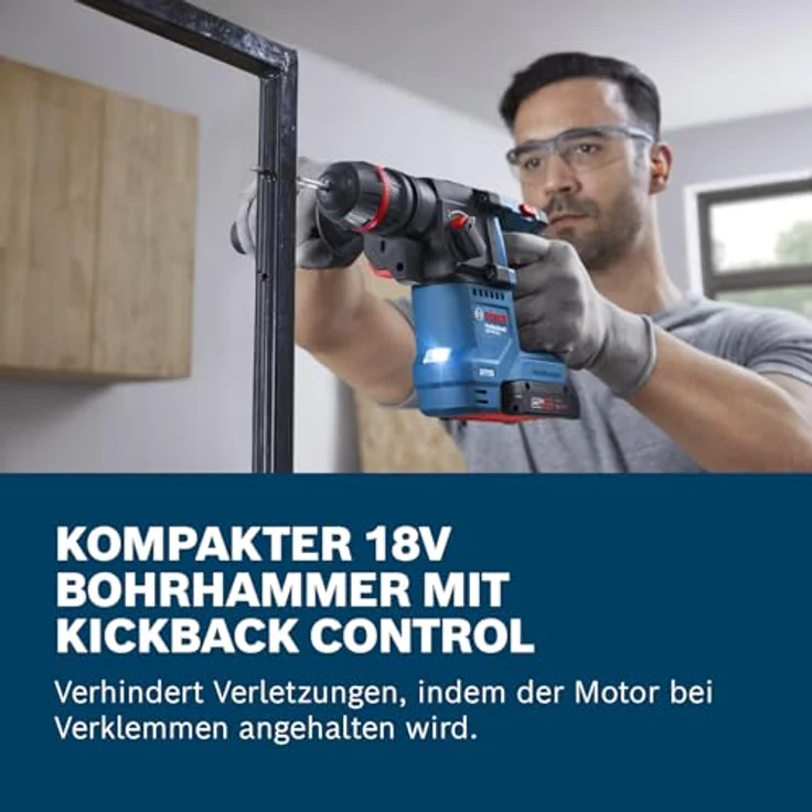 Bosch GBH 18V-18, Akku-Bohrhammer mit SDS plus, KickBack Control, bürstenloser Motor, 18V-2,0-Ah Akku, Vibration Control – Bild 3