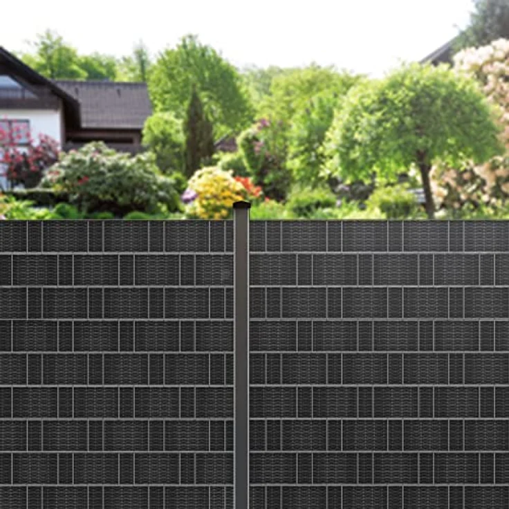 KESSER PVC Sichtschutzstreifen Sichtschutz Rolle Doppelstabmatten Zaun Blickdicht Wetterfest und Windschutz Zaunfolie Sichtschutz Garten Gartenzaun 35 m, Rattan-Anthrazit – Bild 4