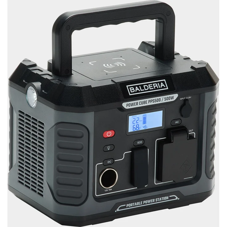 BALDERIA Power Cube PPS500 500 W 400 Wh USB Flashlight LED Wireless Charger LCD 230 V für Outdoor Camping Notfall Werkstatt Boot – Bild 1
