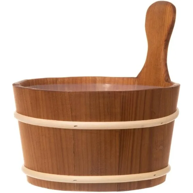 4Living - Sauna Eimer aus wärmebehandelter Erle - Fassungsvermögen 4L