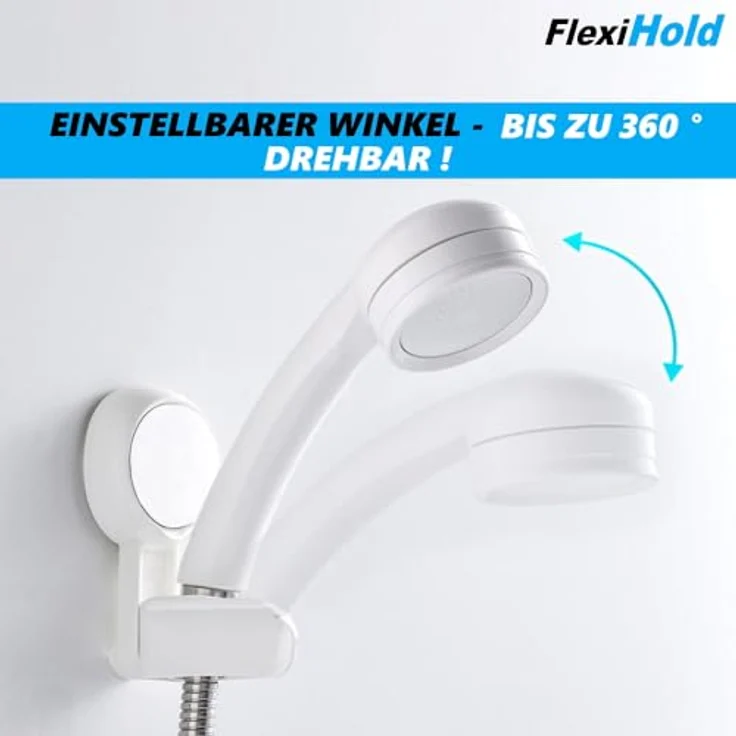 FlexiHold Duschkopfhalterung Duschkopf Halter Halterung Duschkopfhalter, (Brausehalter 360° drehbar verstellbar mit Saugnapf ohne bohren) – Bild 2