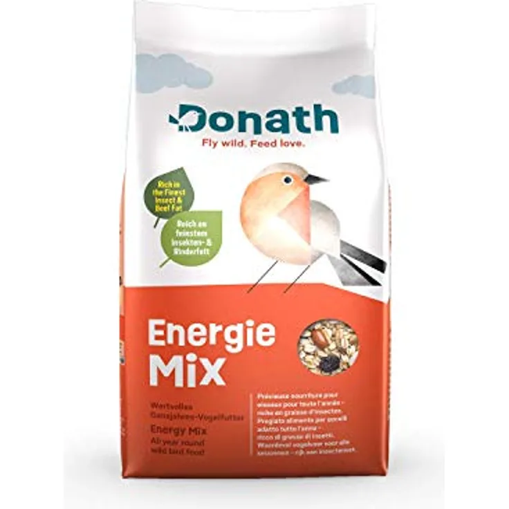 Donath Energie Mix - reich an hochwertigem Insektenfett - die ausgewogene Mischung - wertvolles Ganzjahres Wildvogelfutter - aus unserer Manufaktur in Süddeutschland - 1 Kg