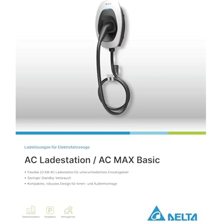 Delta Elektroauto Ladestation AC MAX Basic (Typ 2, 11 kW, 16 A) in robustem Design, inklusive 5m Ladekabel – Bild 6