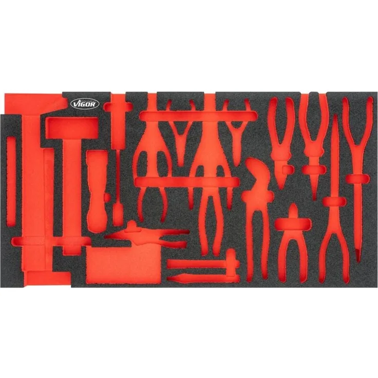 VIGOR Weichschaum-Einlage, leer, XL (750 x 393 x 35 mm), resistent gegen Öle und Fette, unbestückt
