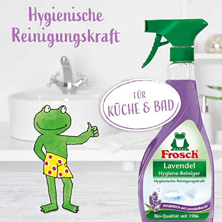 Frosch Lavendel Hygiene-Reiniger, Badreiniger, natürlich kraftvolle und hygienische Reinigung von abwischbaren Oberflächen, 2er Pack (2 x 500 ml) – Bild 3