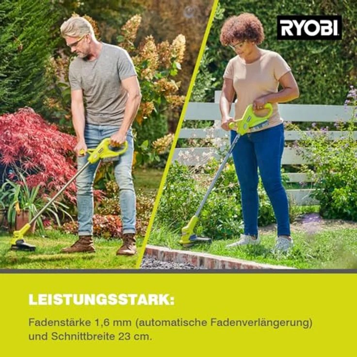 Ryobi RY18LT23A-0 18 V ONE+ Akku-Rasentrimmer (Schnittbreite 23 cm, EasyEdge für Wechsel zwischen Kanten- und Trimmmodus, inkl. 1 x Fadenspule, ohne Akku & Ladegerät im Karton), Grün – Bild 3