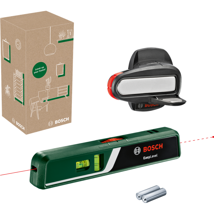 Bosch Home & Garden, Wasserwaage EasyLevel in Hosentaschenformat mit Laserprojektion, ± 0,5 mm/m Genauigkeit