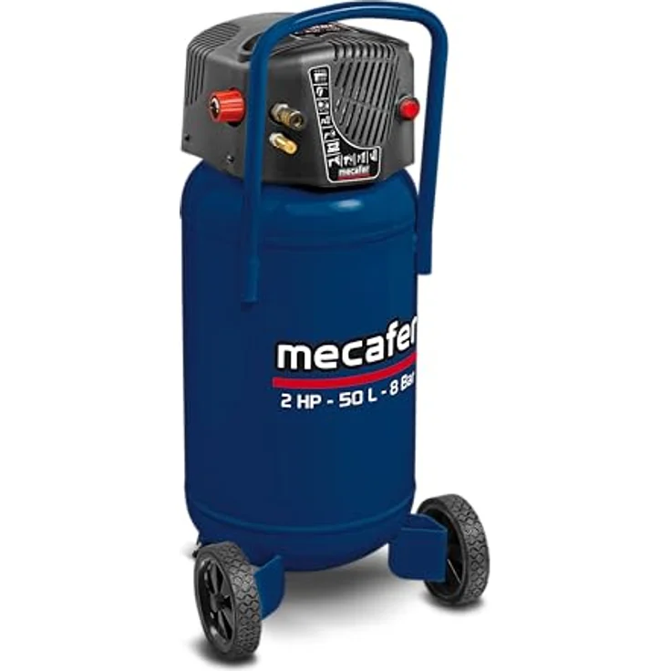 MECAFER Vertikaler Kompressor 425790, 50 L, ölfrei, koaxiales Design, blau – Bild 1