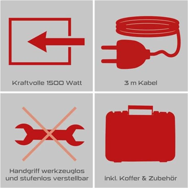 Practixx 3in1 Bohrhammer PX-BH-5, Abbruchhammer mit 5 Joule & 1050W, 28mm Bohrleistung in Beton, SDS-Plus Aufnahme, inkl. 3 Bohrer, Koffer, Spitz- & Flachmeißel – Bild 4