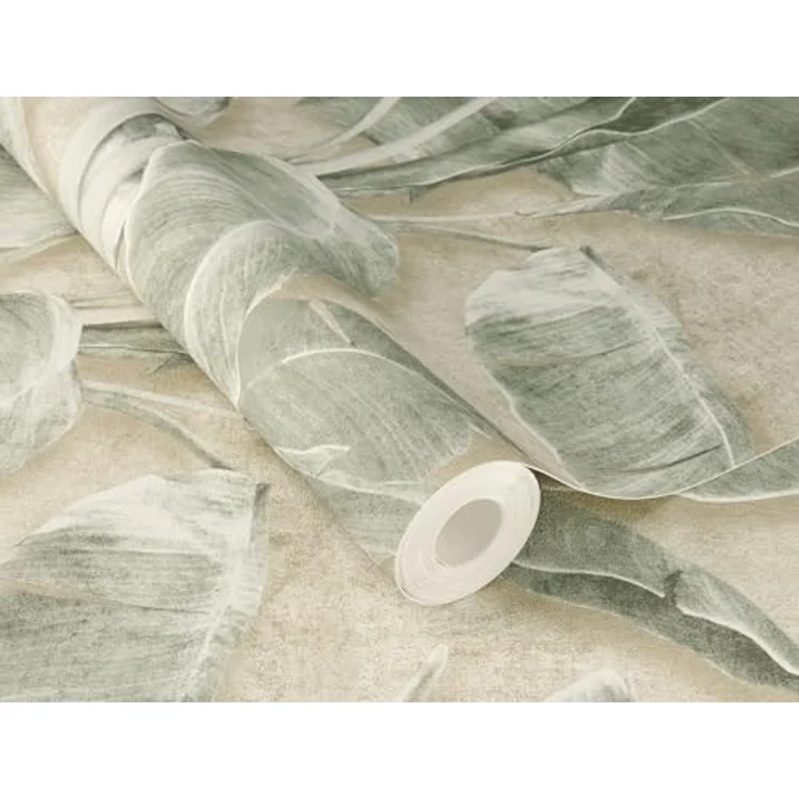 Rasch tesa Selbstklebende Tapete Cuba 371727 - Bananenblätter in Grün auf Beige, 6m x 0,53m, rückstandslos ablösbar – Bild 4
