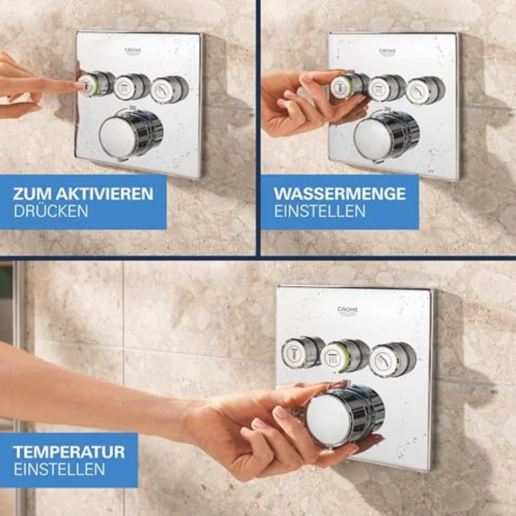 Grohe Precision Smartcontrol Duschsystem, Unterputz Thermostat mit 3 Absperrventilen, Quickfix, chrom – Bild 7
