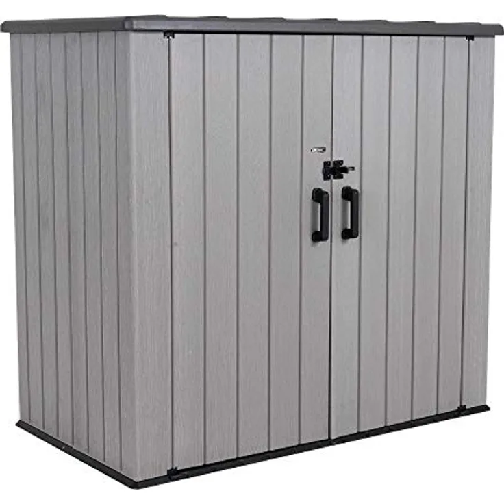 Lifetime Gartenschrank & Geräteschrank | 111x192x176 cm Grau Kunststoff | Aufbewahrungsbox für Gartenutensilien