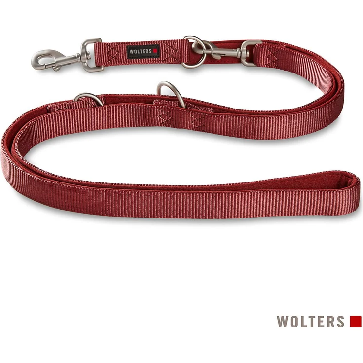 Wolters Hundeleine Professional Comfort, 2 Meter verstellbar, aus Nylon und Neopren, rost rot – Bild 1