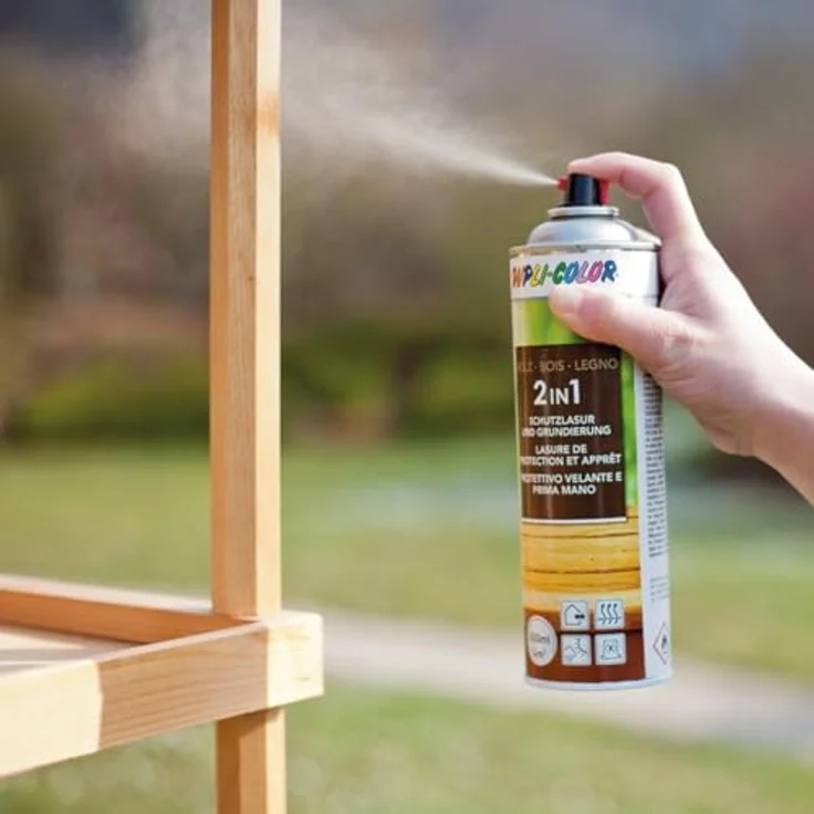 DUPLI-COLOR Holzschutzlasur Spray Nussbaum dunkel 500 ml – 2-in-1 Grundierung und Lasur, UV-Schutz, atmungsaktiv, für Holz innen und außen – Bild 5