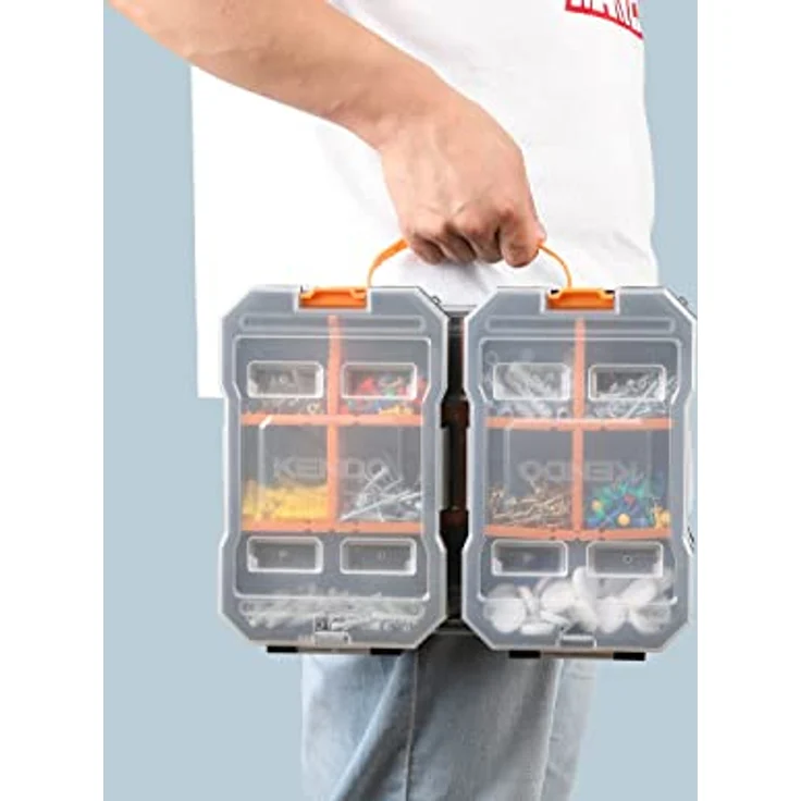 KENDO Sortierboxen Set 3-teilig, Sortimentskasten mit 32 Fächern und Trageschlaufe, Polypropylen, handlich und robust – Bild 5