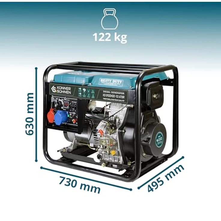 Könner & Söhnen KS9100HDE-1/3 ATSR Diesel-Stromgenerator, 6.5 kW Notstromaggregat mit VTS-Technologie und 15 L Tank – Bild 4