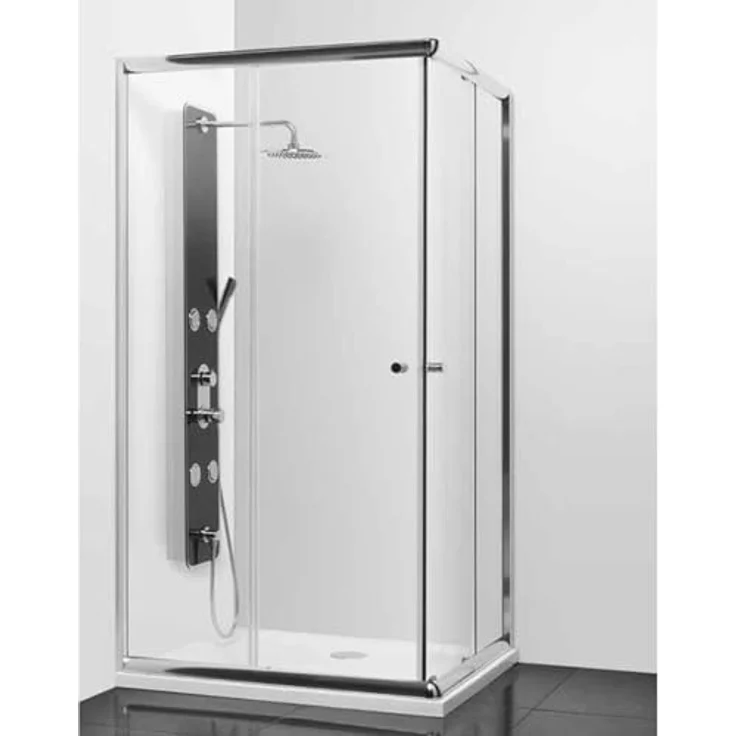 Frascio Duschkabine 65x80, Ecköffnungshöhe 200cm, transparentes gehärtetes Glas, Chromprofil – Bild 3