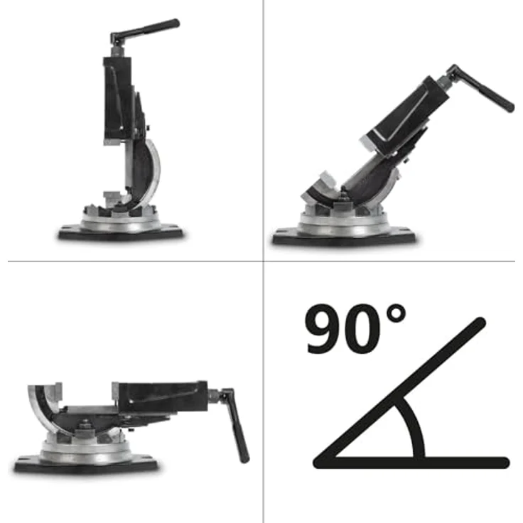 EBERTH Maschinenschraubstock drehbar und kippbar aus Stahlguss, Max. Spannbreite 80mm, Backenbreite 100mm, Bohrmaschinenschraubstock, 0°- 90° kippbar, 360° drehbar – Bild 5