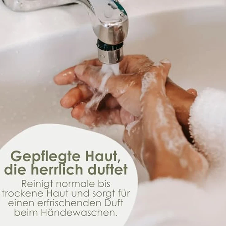 Jean & Len Handseife Rosemary & Ginger, 500 ml Flüssigseife im Nachfüllpack, ohne Parabene, Silikone & Mikroplastik, für beanspruchte Hände – Bild 4
