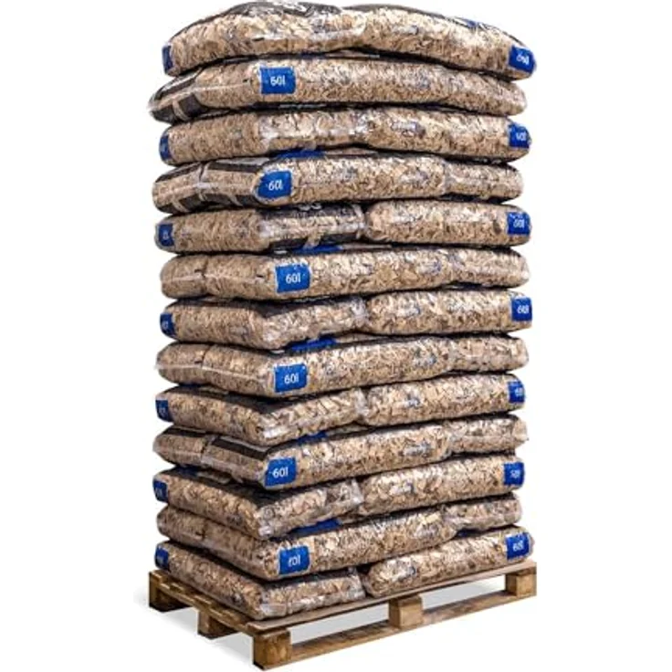 GALAMIO Holzhackschnitzel Mulch aus Kiefer (Pinus Sylvestris), grob 5-60mm, 39 Säcke à 60l, 2.340l, für Garten und Hochbeet, natürliche Bodenabdeckung – Bild 3