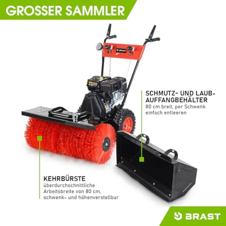 BRAST Benzin-Kehrmaschine 3in1, 80cm, 5,14kW (7PS) mit Kehrbürste, Laubsammler und Schneeräumer – Bild 5