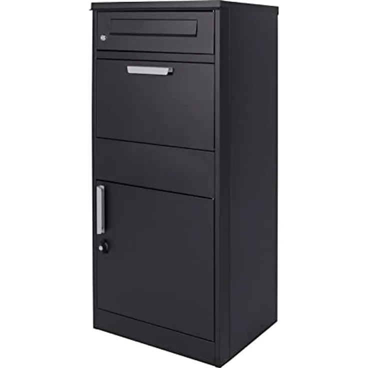 XPOtool Paketkasten Schwarz 1120 x 500 x 370 mm, Standbriefkasten Stahl, Private Paketannahme geeignet für Pakete und Päckchen – Bild 5