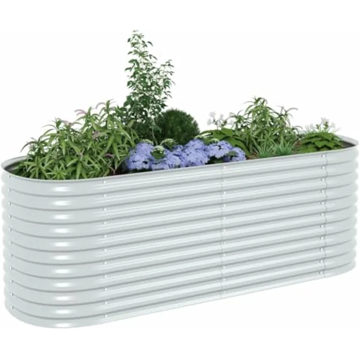 vidaXL Garten-Hochbeet 240 x 80 x 81 cm Verzinkter Stahl Silbern – Bild 4