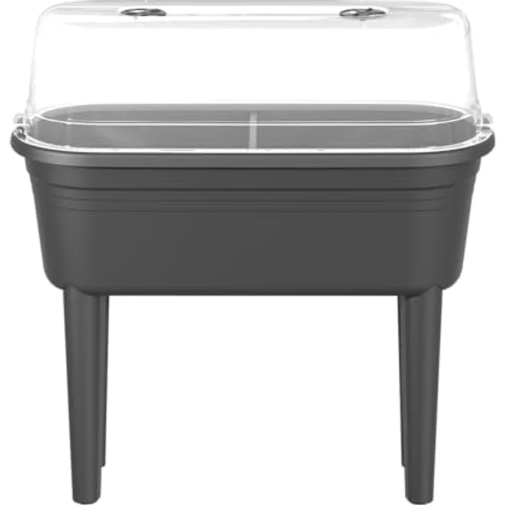 Elho Hochbeet Florus Anzuchttisch Set 78 x 37 x 26 cm grau - UV-Schutz, frostbeständig, leicht zu bewegen – Bild 1