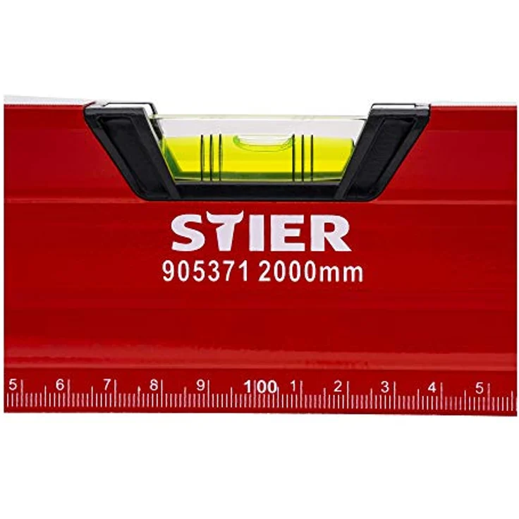 STIER Premium Wasserwaage, mit Magnet und drei Libellen, 2000 mm, 0,5 mm/m, vertikal und horizontal messen, Spiegel-Lotlibelle, präzise Messung, Aluminiumlegierung, doppelt gefräste Oberfläche - STIER Premium Wasserwaage, 2000 mm, Aluminiumlegierung, präzises Messen, Magnet, Spiegel-Lotlibelle – Bild 5